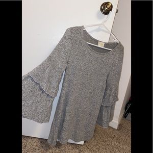 Gray Bell Sleeve Sweater